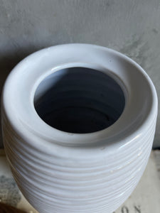 Tall White Glazed Ceramic Vase.