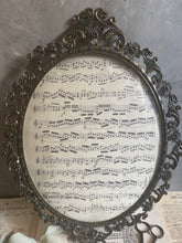 Load image into Gallery viewer, Antique Large Bronze Italian Frame With Convex Glass &amp; French Ephemera - Circa 1920.