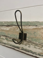 Load image into Gallery viewer, Handmade Rustic Weathered Chippy Paint Coat Rack With 7 Vintage Wire Hooks.