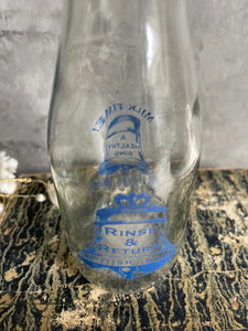 Vintage School Bell Half Pint Milk Bottle.