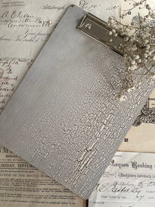 Hand Made A5 Clipboard With Silver Clip - Crackled Finish.