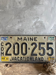 Vintage Original MAINE Number Plate - Weathered Black.