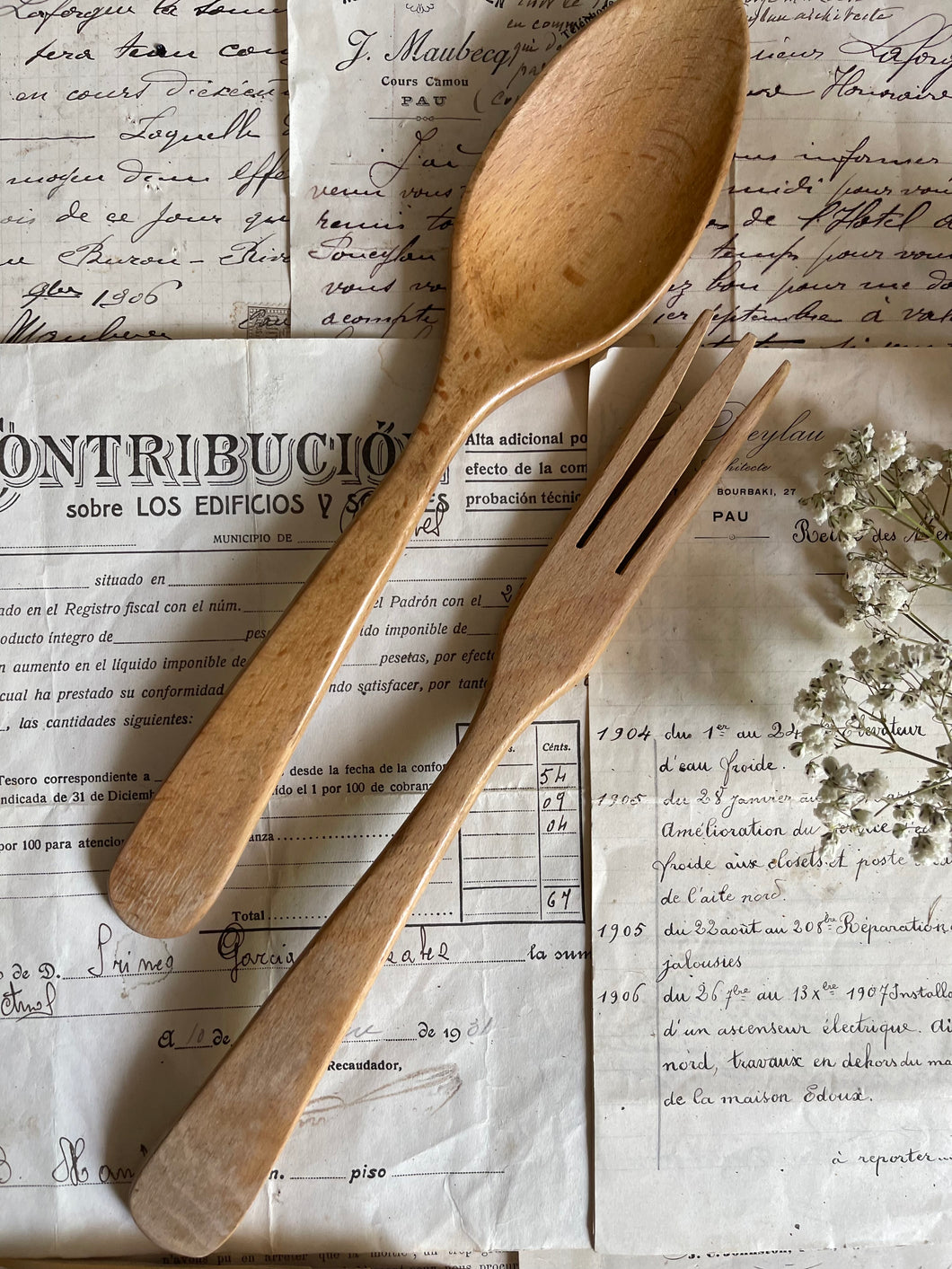 Vintage Timber Fork & Spoon Set of 2