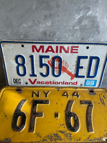 Vintage Original MAINE & New York Number Plate - Set of 2