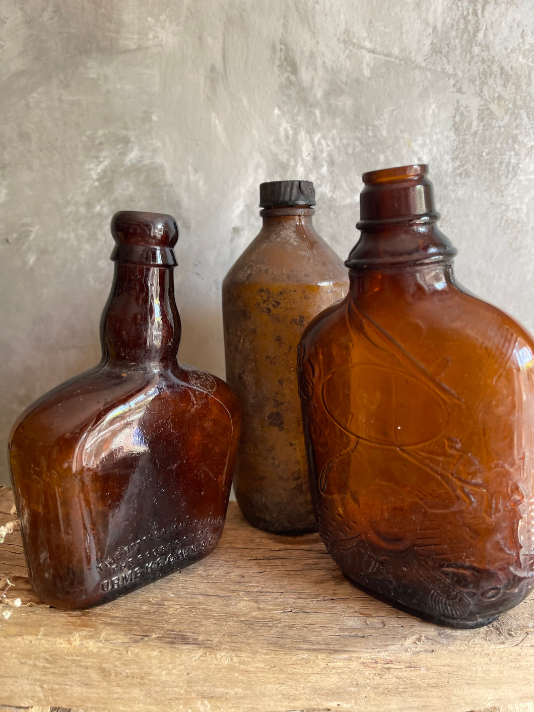 Antique Amber Bottles Set of 3 - Lot Number 3