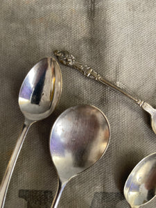 Antique Demitasse Silver Spoons - Set of Assorted 8 Made in England.