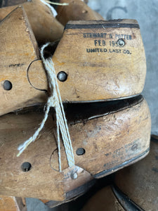 Vintage Scrubbed Oak Shoe Lasts - Pair Rochester NY Circa 1940
