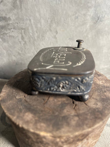 Antique Silver Button & Collar Stud Box With Antique Buttons - Circa 1900 Made in England.