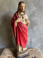 Load image into Gallery viewer, Vintage Chalkware Sacred Heart Statue - Circa 1940 Mattei Bros. &amp; Co.