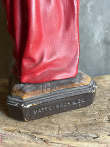 Vintage Chalkware Sacred Heart Statue - Circa 1940 Mattei Bros. & Co.