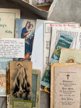 Load image into Gallery viewer, Vintage Large Allotment of Religious Ephemera In Missal Box.