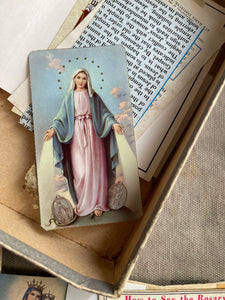 Vintage Large Allotment of Religious Ephemera In Missal Box.