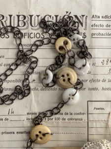 Antique Hand Made French Lingerie Button Necklace.