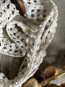 Antique Pure White French Cotton Bobbin Lace.