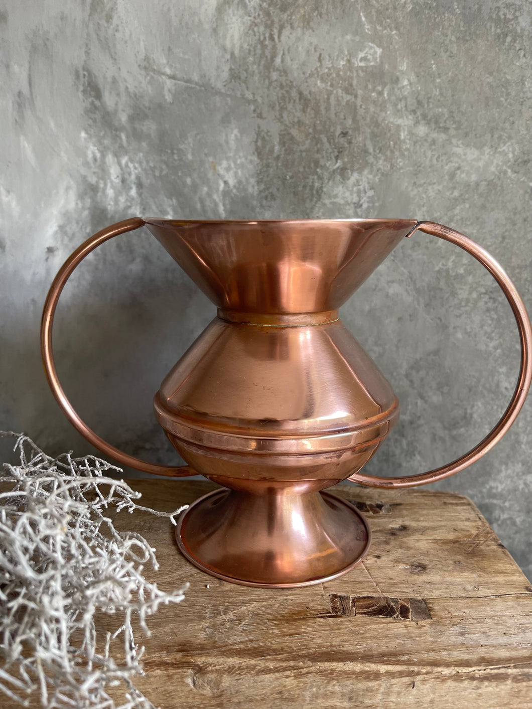 Vintage French Copper Unique Shaped Vase - Circa 1940.