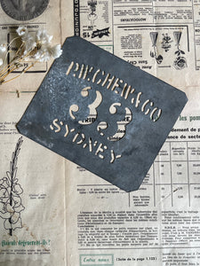 Vintage Zinc Wool & Produce Bale Stencils.