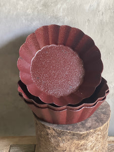 Rustic Fluted Candle Pans Hammered Finish - Deep Burgundy or Black
