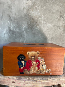 Vintage Handpainted Tissue Box - Rascal & Bears.