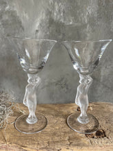 Load image into Gallery viewer, Vintage Pair of Lalique Figural “Frosted Goddess” Glasses - Made in France.