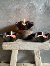 Load image into Gallery viewer, Rustic Black Star Shaped Candle Pan Hammered Finish.