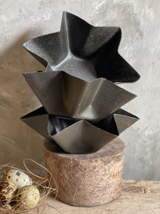 Rustic Black Star Shaped Candle Pan Hammered Finish.