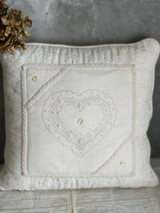 Handmade Cushion With Heart Centre - Large