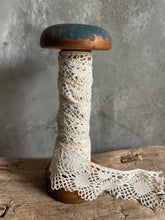 Load image into Gallery viewer, Antique Wool Twister Bobbin With French Lace - French Blue.