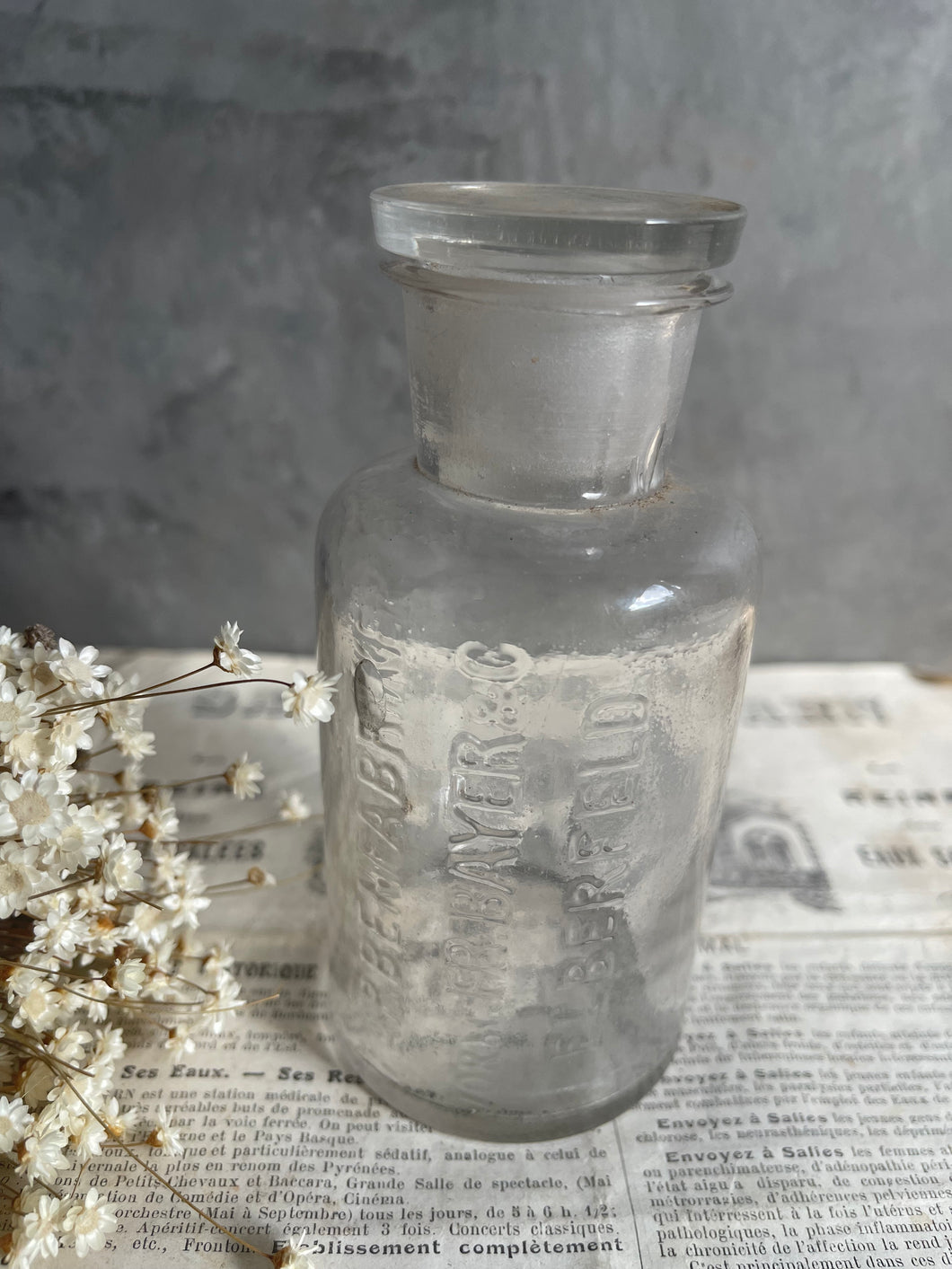 Antique Apothecary Bottle With Lid - FR Bayer & Co.