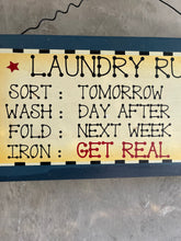 Load image into Gallery viewer, Laundry Rules Hand Painted Timber Sign - USA.