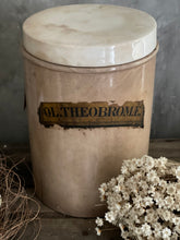 Load image into Gallery viewer, Ironstone Lidded OL Theobromæ Pharmacy Cannister - Large Size Circa 1880.