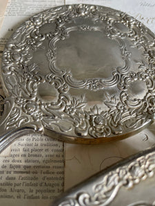 Antique Victorian Silver Plate Vanity Set of 3.