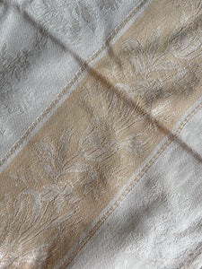 Cream Embossed Table Runners Jacquard Tulip Design - Alice’s Cottage Maryland USA