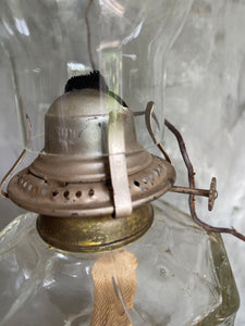 Antique Cut Glass Oil Lantern Champagne Metal Centre - Circa 1900.