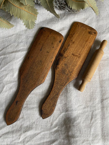 Antique Pair Of Butter Pats & Mini Rolling Pin.