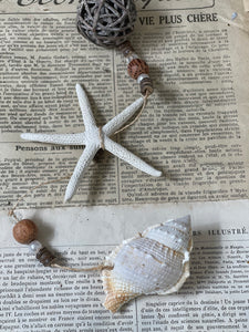 Natural Twig, Seashell And Starfish Wall Display - Long Single Strand
