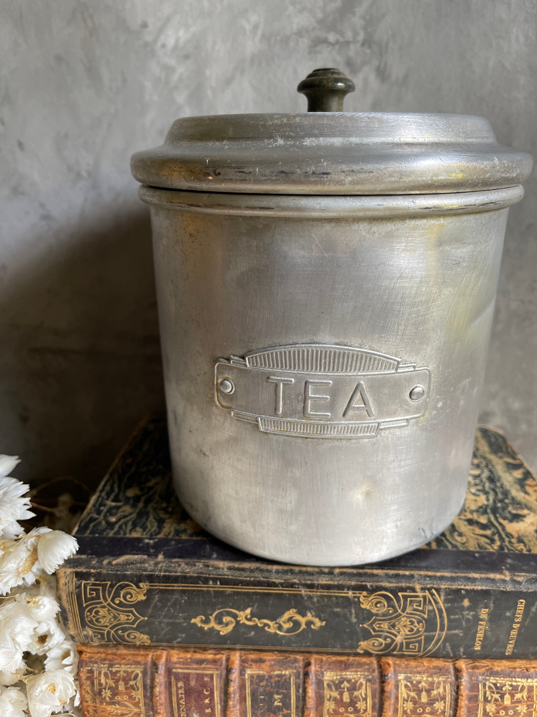 Vintage Aluminium Tea Cannister With Lid.