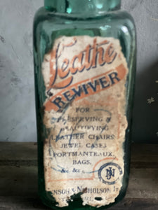 Antique ‘Leather Reviver’ Bottle With Labels.