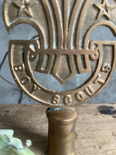 Load image into Gallery viewer, Vintage Solid Brass Australian Boy Scout Flag Finial - Circa 1950.