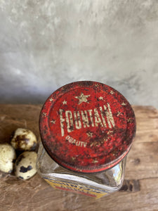 Vintage FOUNTAIN Pantry Jar With Original Label - Circa 1950.