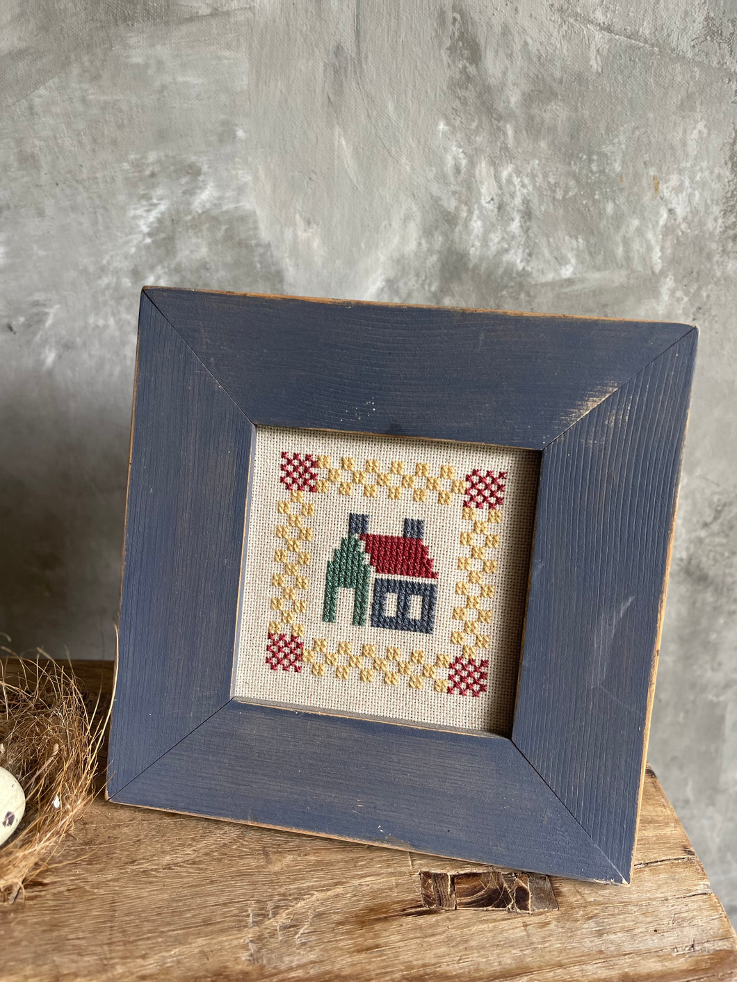 Small Hand Stitchery In Timber Frame.