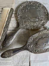 Load image into Gallery viewer, Antique Victorian Silver Plate Vanity Set of 3.