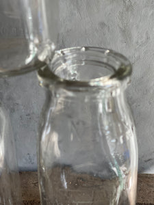 Vintage Square Half Pint Milk Bottles - Set of 3.