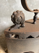 Load image into Gallery viewer, Antique Rustic Coal Iron With Unusual Rusty Handle &amp; Decorative Sides.