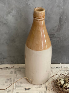 Antique Stoneware Lager Bottle Large - Two Toned Salt Glaze.