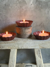 Load image into Gallery viewer, Rustic Fluted Candle Pans Hammered Finish - Deep Burgundy or Black