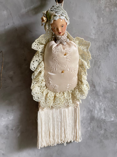 Vintage Linda Carroll Artisan Handmade Porcelain Doll Wall/Door Hanger.