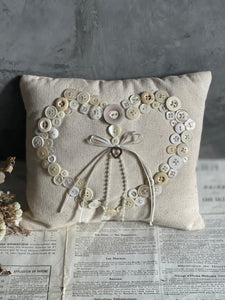 Handmade Cushion With Vintage Buttons.
