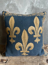 Load image into Gallery viewer, Vintage Fleur de Lis Pattern Tapestry Cushion - Versailles France.