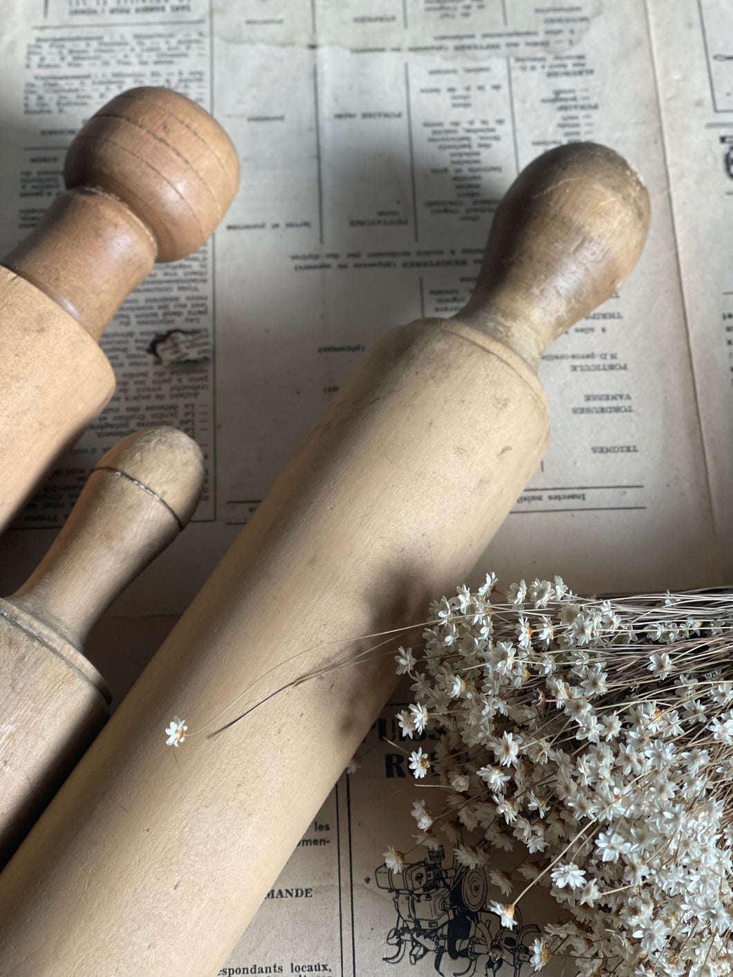 Vintage Timber Rolling Pins Assorted Prices.