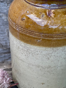 Stoneware Pickle Pot With Original Cork Lid #2